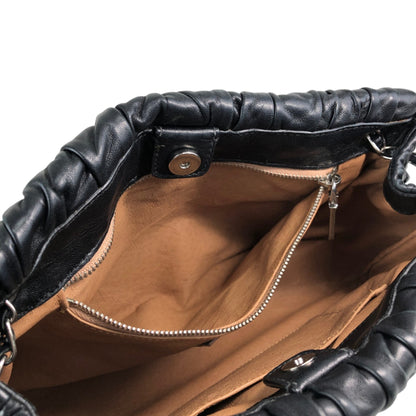 PRADA Logo Lock Chain Shoulder bag Black Vintage v87v8v