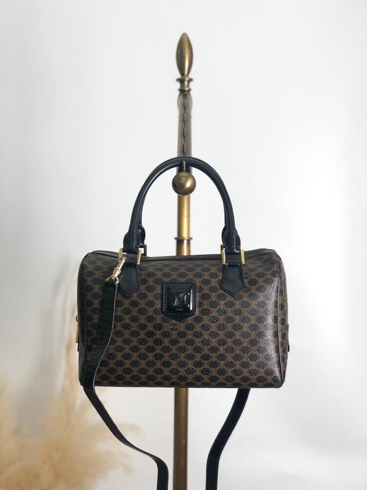 CELINE Macadam Blason Two-way Small Boston bag Shoulder bag Black Vintage wuxab4