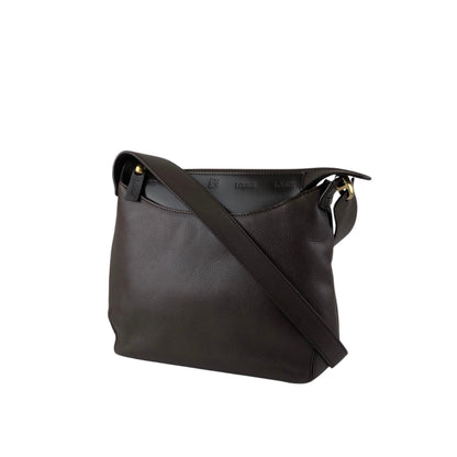 LOEWE Logo Embossed Shoulder bag Brown Vintage kv866j