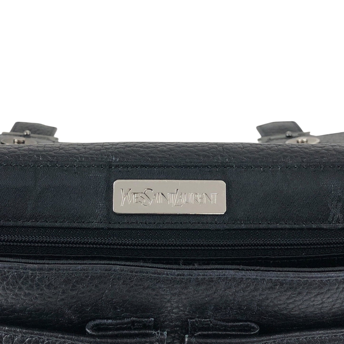 Yves Saint Laurent Logo Buckle Shoulder bag Black Vintage geb2iw