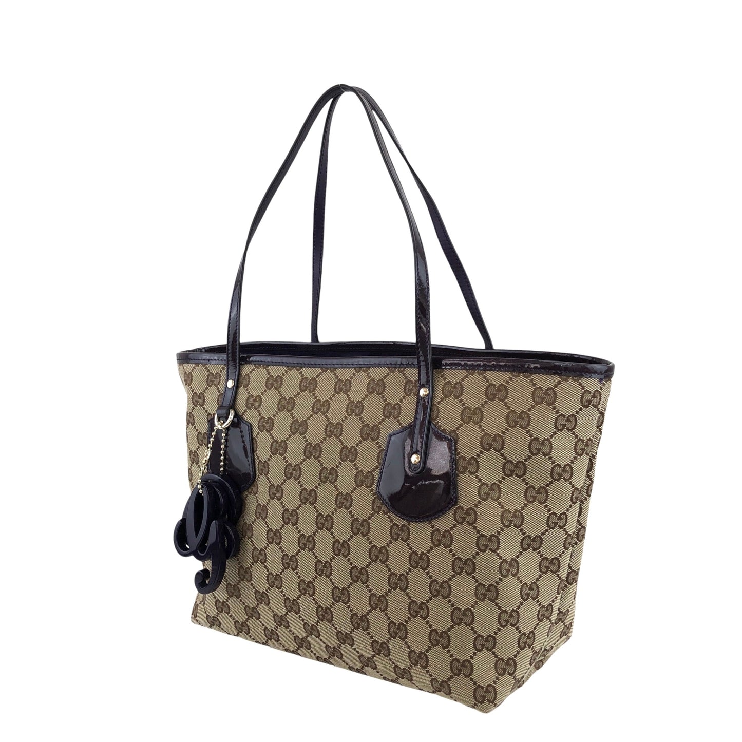 GUCCI GG Canvas Charm Totebag Beige Vintage 32sbhn