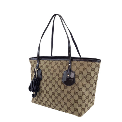 GUCCI GG Canvas Charm Totebag Beige Vintage 32sbhn