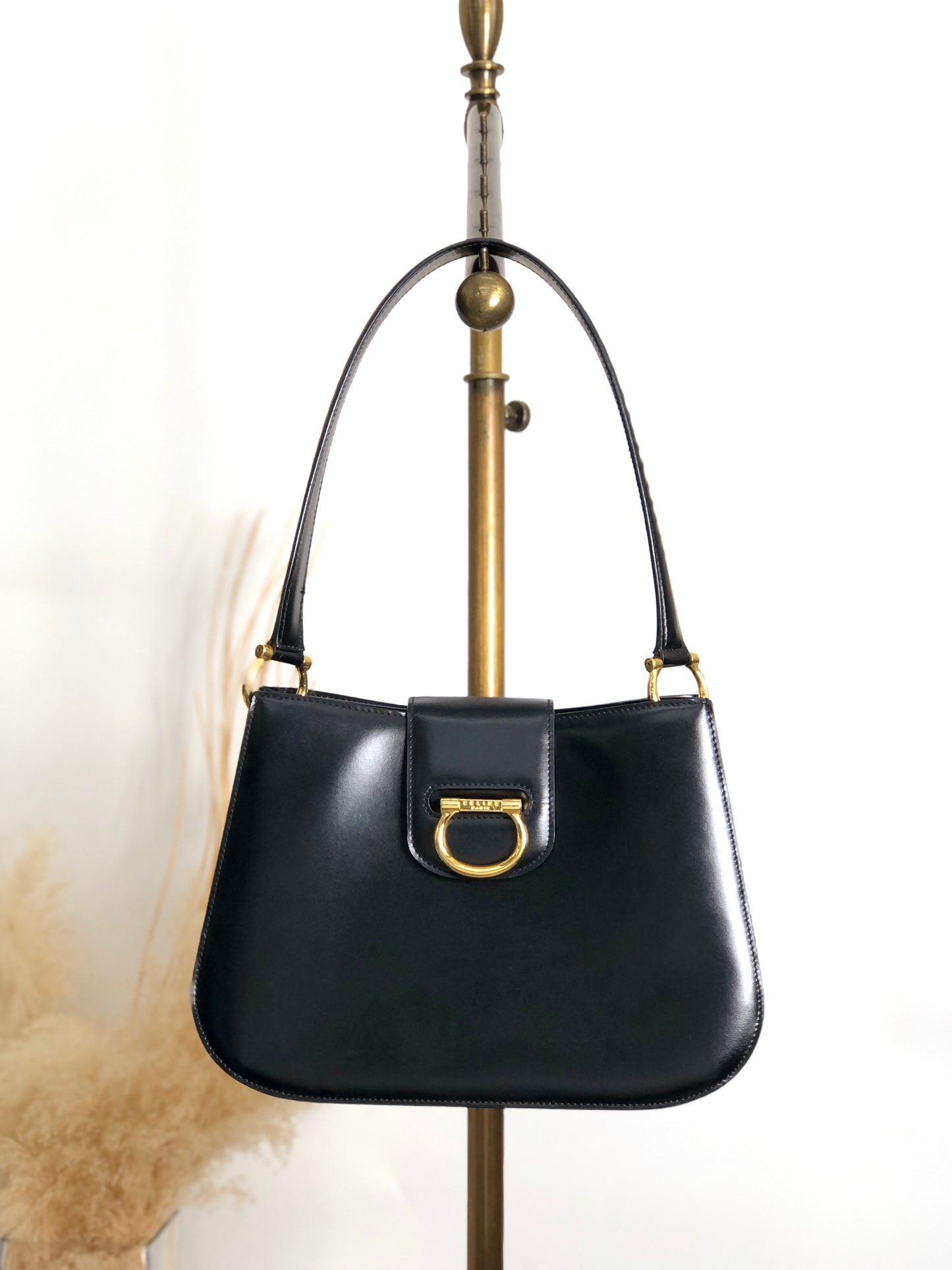 CELINE Horse Bit Shoulder bag Black Vintage snekiw