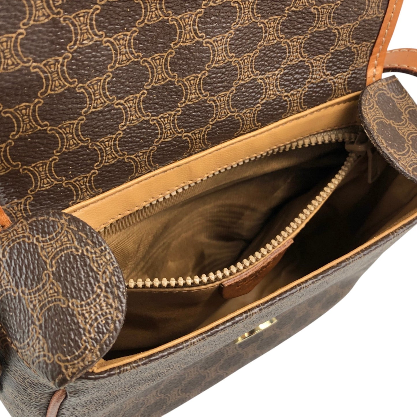 CELINE Macadam Horse Bit Shoulder bag Brown Vintage ffjd2x