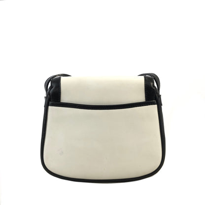 CELINE Logo Motif Leather Shoulder bag Black White Vintage ikpwf5