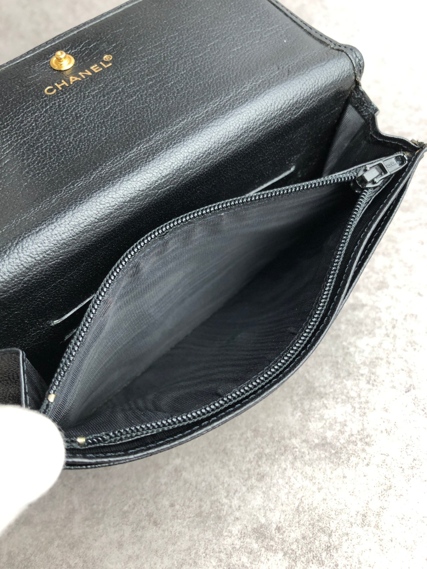 CHANEL Coco Mark Folded Wallet Black Vintage b46bgz