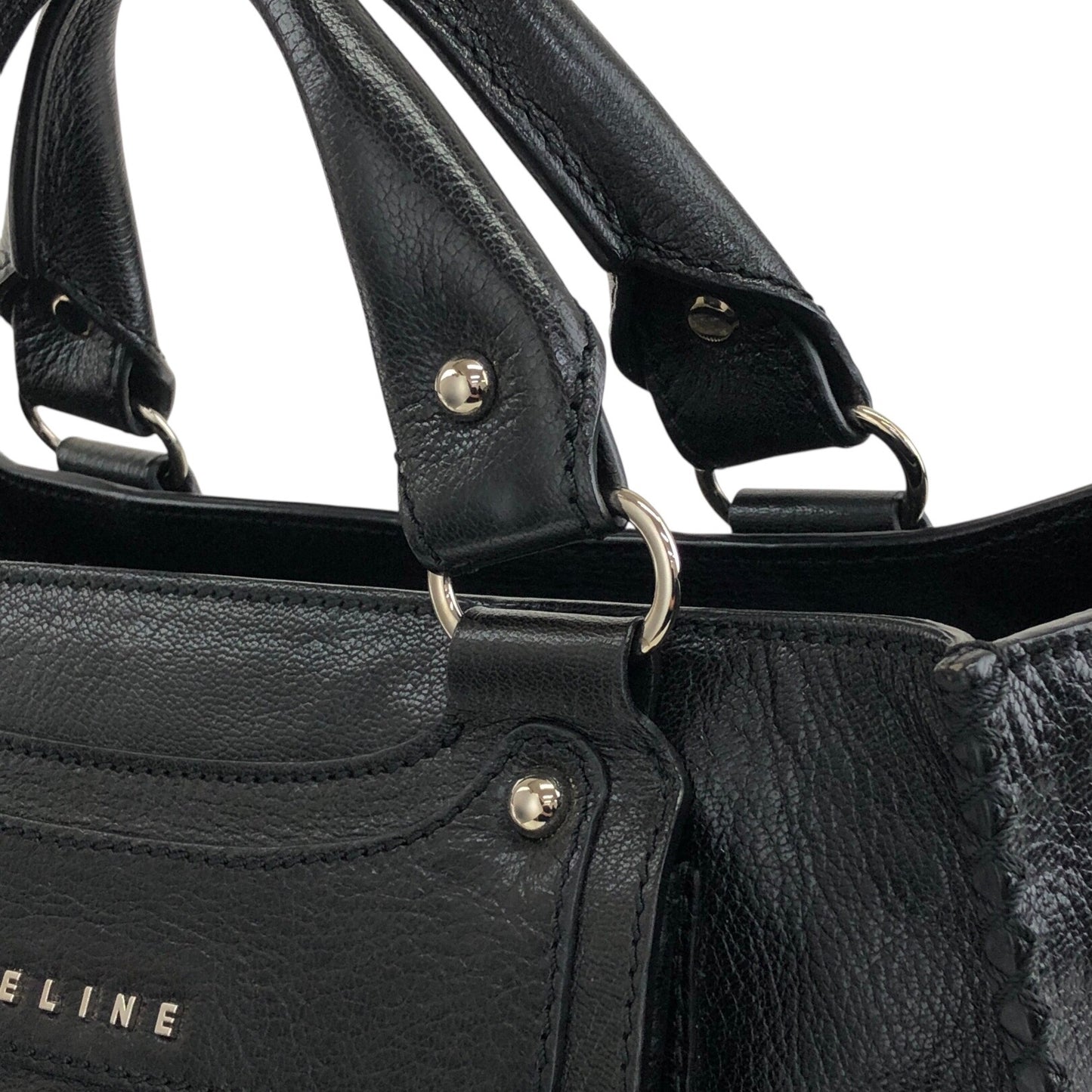 CELINE Horse Carriage Handbag Black Vintage ye36tf