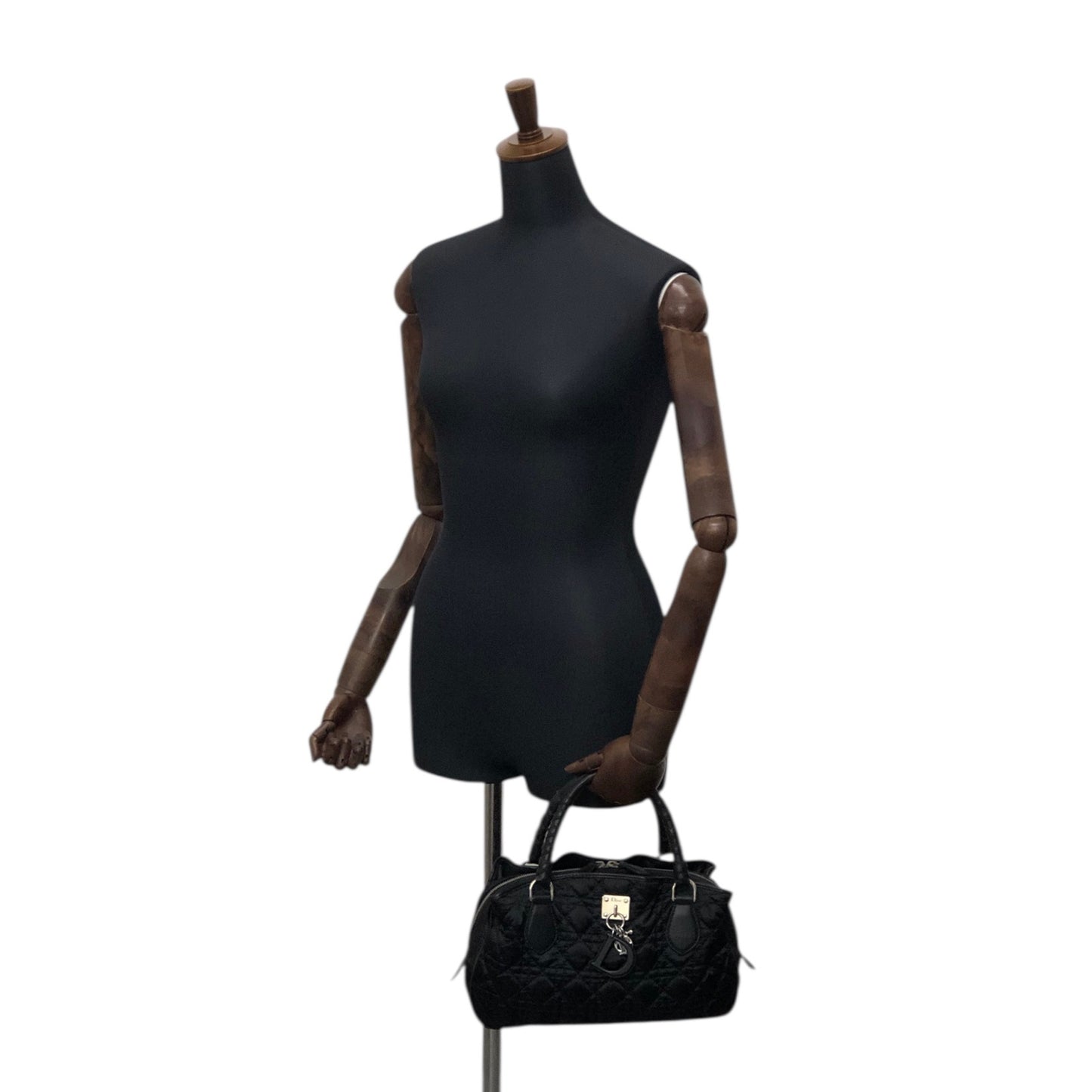 Christian Dior Cannage Charm Handbag Black Vintage sreacp