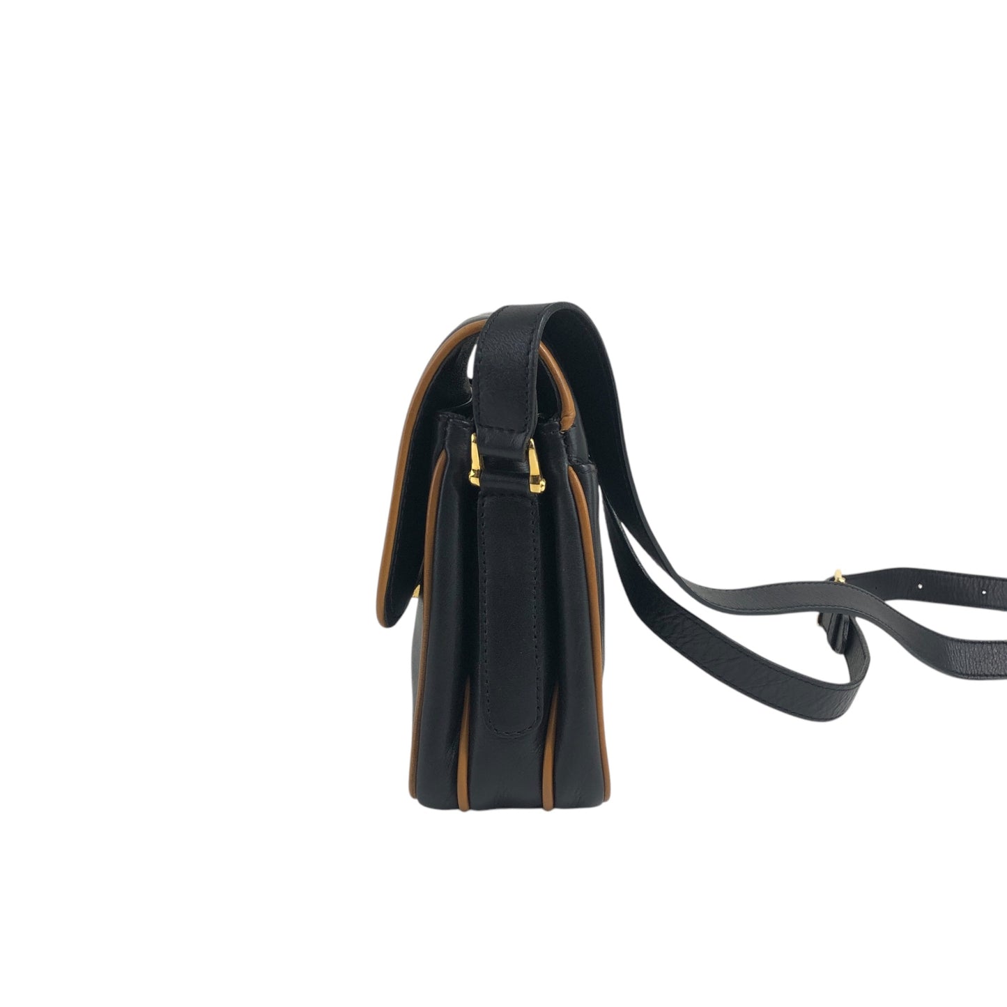 CELINE Triomphe Piping Shoulder bag Black×Brown Vintage 5hc7wn