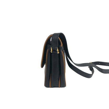 CELINE Triomphe Piping Shoulder bag Black×Brown Vintage 5hc7wn