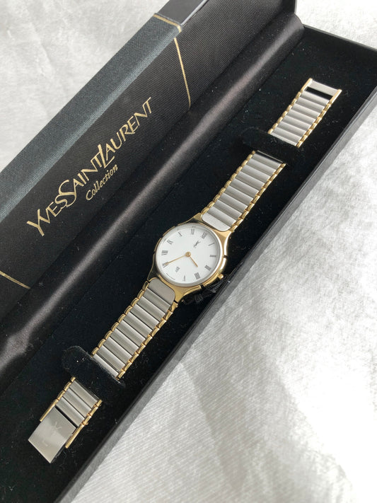 Yves Saint Laurent YSL Logo Quartz Watch 5920-H15441 Vintage 64v38n