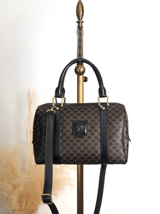 CELINE Macadam Blason Two-way Small  Boston bag Shoulder bag Black Vintage k7b5zs