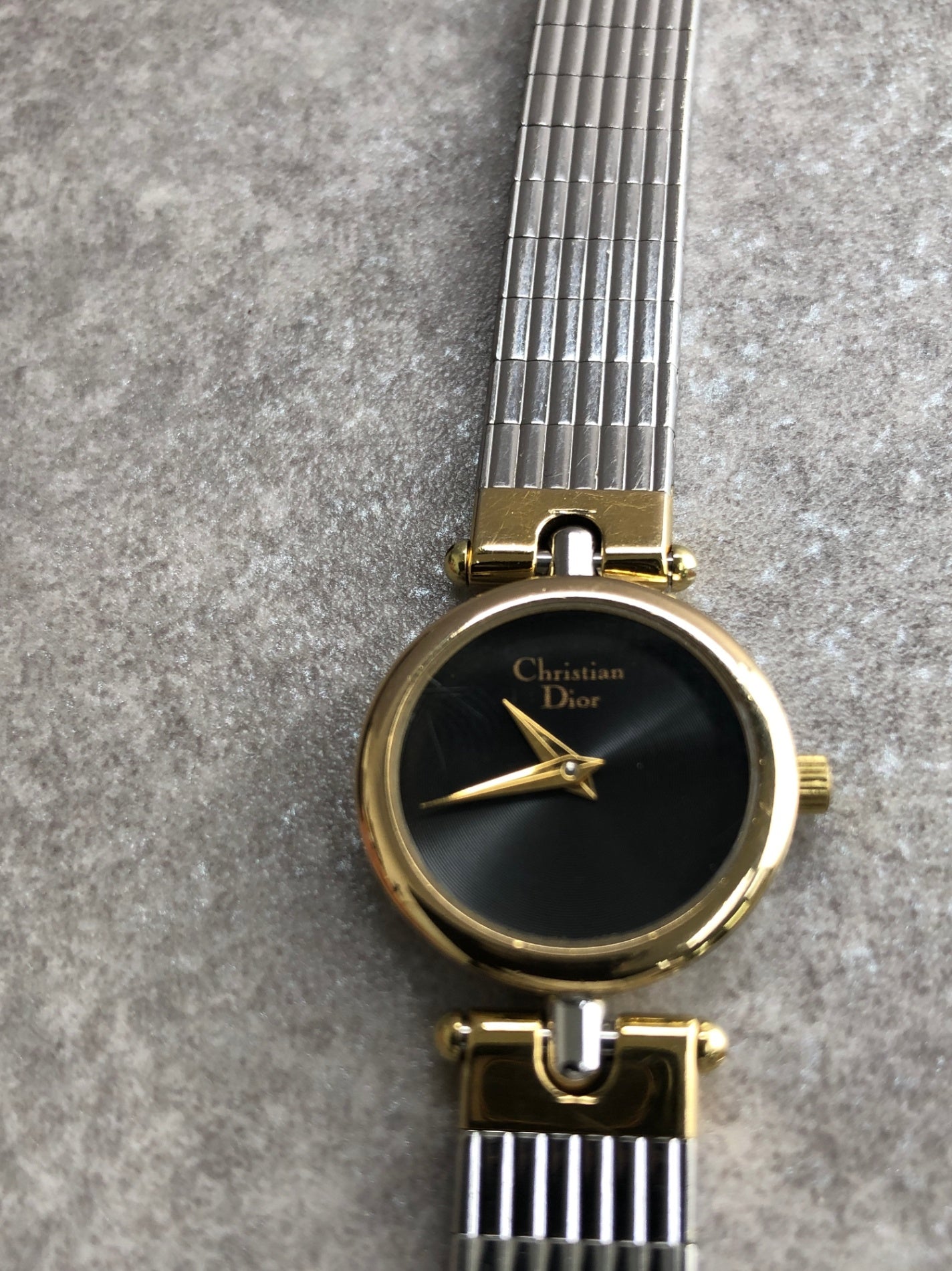 Christian Dior Logo Quartz Watch Silver×Gold 3025 Vintage 3es7fc