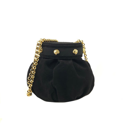 Salvatore Ferragamo Heels Motif  Suede Leather Small Shoulder bag Black Vintage n3mepg