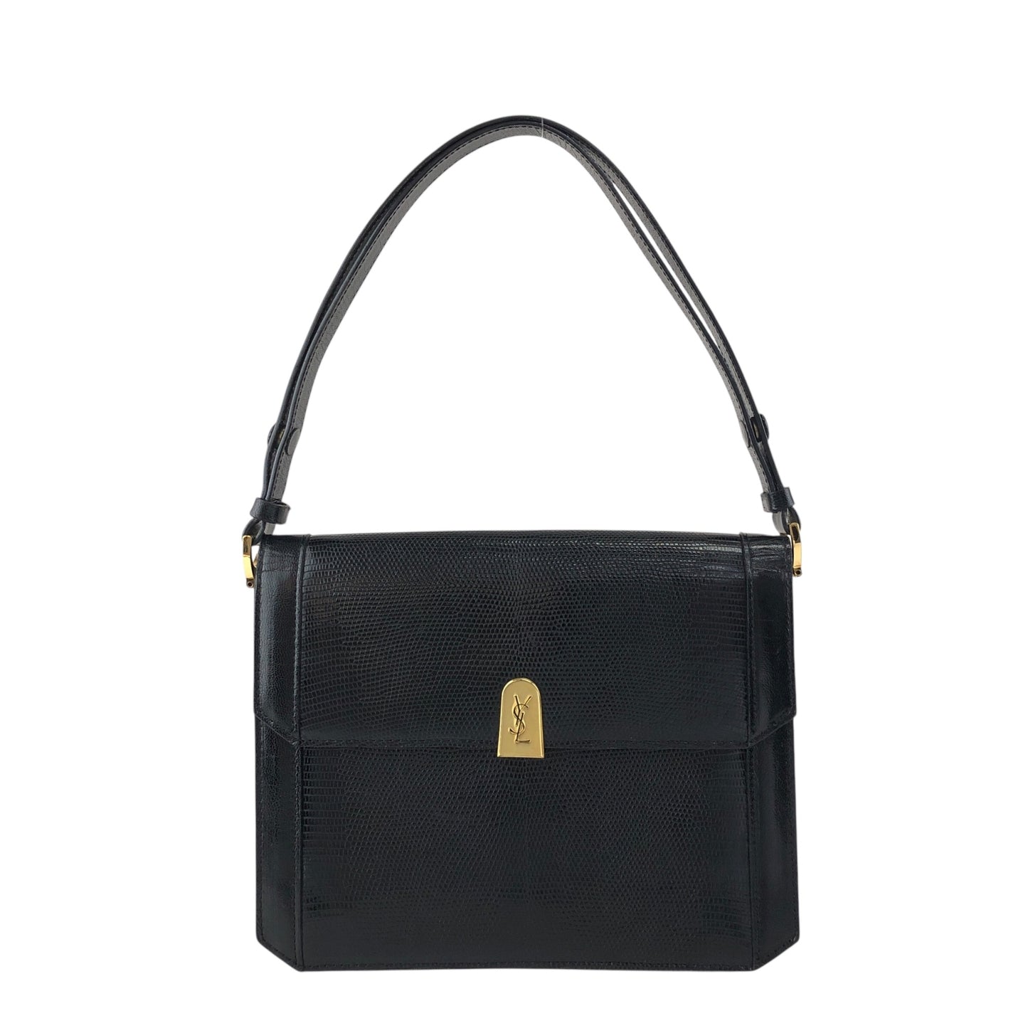 Yves Saint Laurent YSL Logo Handbag Shoulder bag Black Vintage 5nbvi3