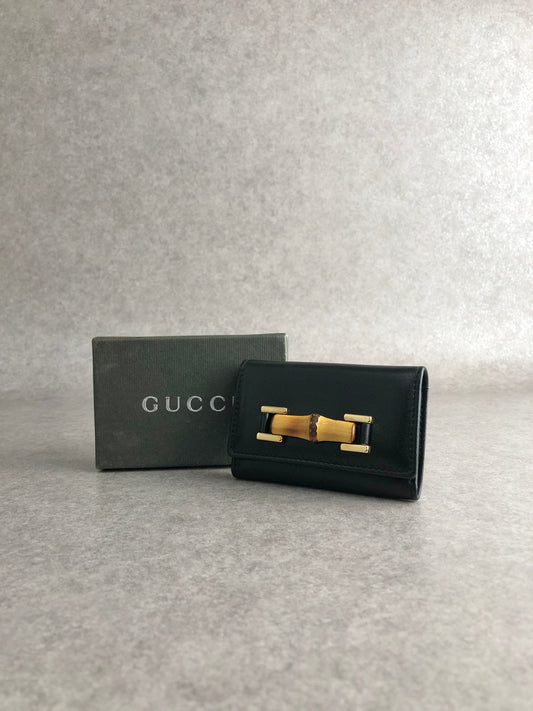 GUCCI Bamboo Key Case Black Vintage m4vr3k
