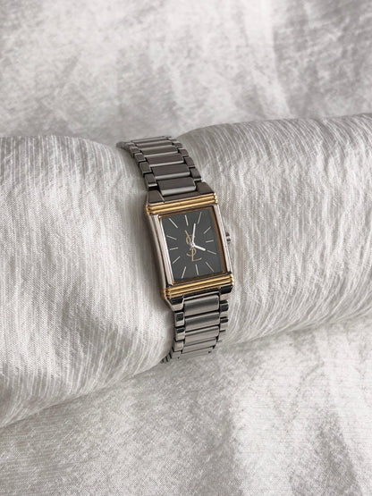 Yves Saint Laurent YSL Logo Quartz Watch Silver 5421-Ｈ04732Y Vintage x746s6