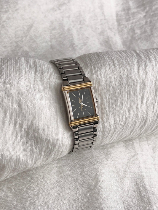 Yves Saint Laurent YSL Logo Quartz Watch Silver 5421-Ｈ04732Y Vintage x746s6