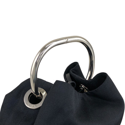 PRADA Triangle Logo Metal Handle Small Handbag Black Vintage dgw5pt