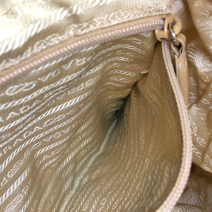 PRADA Tessuto Triangle Logo Double Pocket Backpack Beige Vintage nhc32x