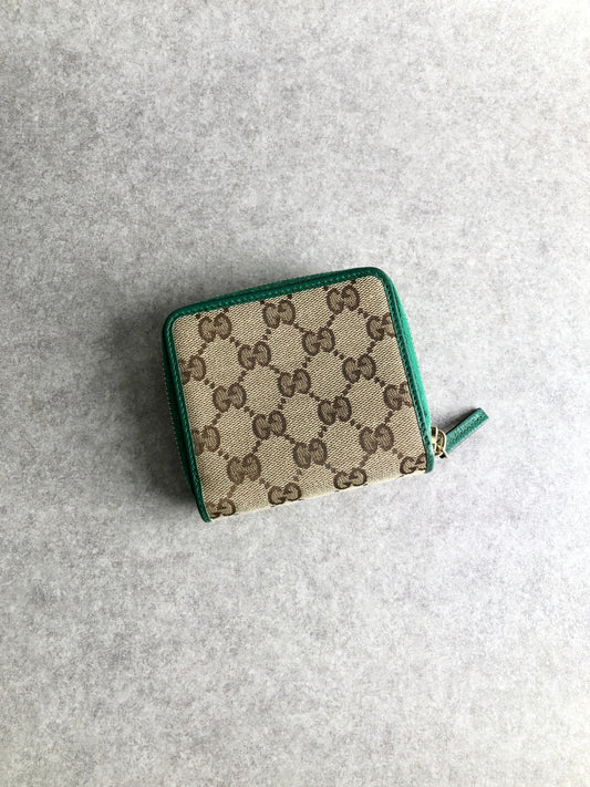 GUCCI GG Pattern Folded Wallet Beige×Green Vintage umn2nb