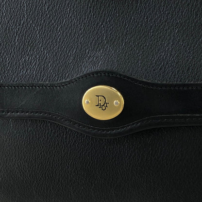 Christian Dior Logo Honeycomb Pattern Drawstring Chain Crossbody Shoulder bag Black Vintage fm82u8