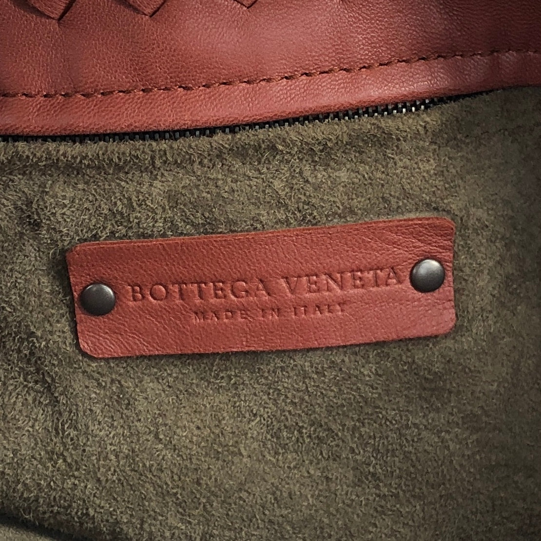 Bottega Veneta Intrecciato Shoulder bag Red Brown Vintage fhdvnr