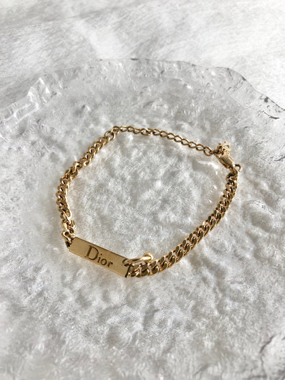 Christian Dior Logo Bracelet Gold Vintage vme2u5