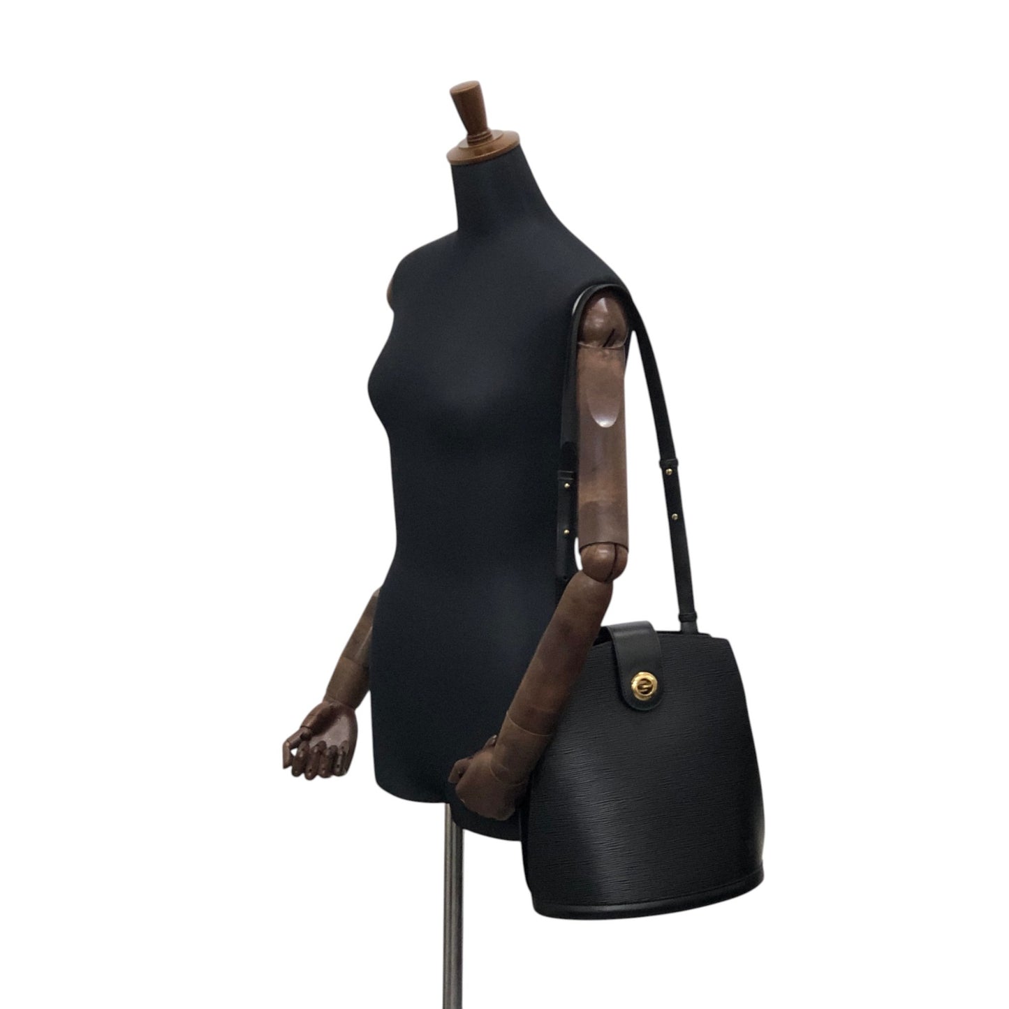 LOUIS VUITTON Epi Turn Lock Shoulder bag Black Vintage 7snrnp