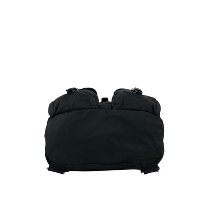 PRADA Tessuto Triangle Logo Double Pocket Backpack Black Vintage najw37