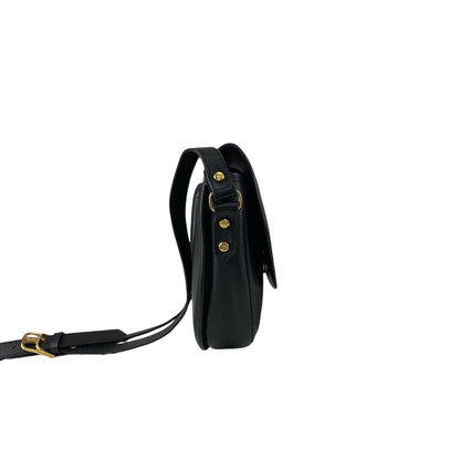 Yves Saint Laurent YSL Logo Flap Shoulder bag Black Vintage hrxn3f