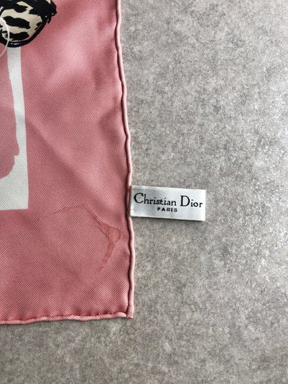 Christian Dior Silk Scarf Pink Vintage fcmd3y