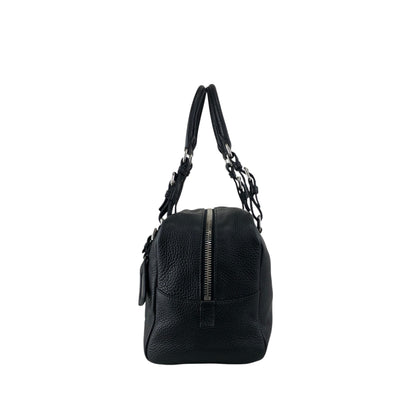 PRADA Logo Embossed Small Boston bag Handbag Black Vintage 6kdc52
