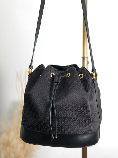 LOEWE Anagram Drawstring Shoulder bag Black Vintage ph8edx