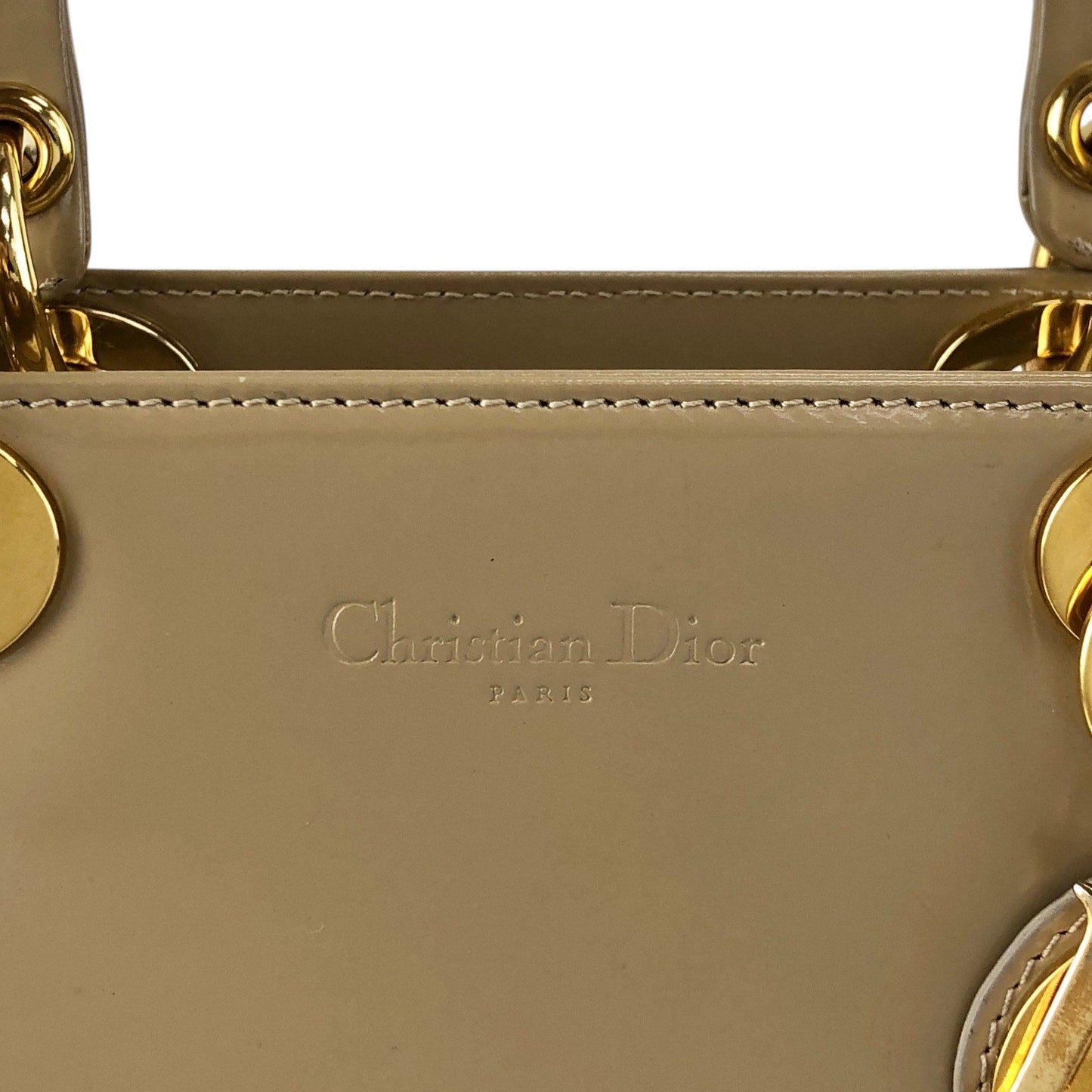 Christian Dior Lady Dior Logo Charm Two-way Handbag Shoulder bag Beige Vintage yj55s3