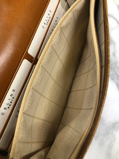 CELINE 標誌圖案皮革長皮夾 棕色 復古 45j62z 