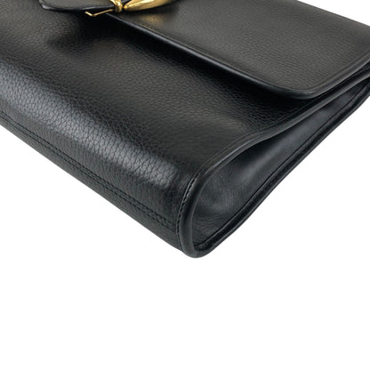 GUCCI Front Buckle Shoulder bag Black Vintage zbczdz