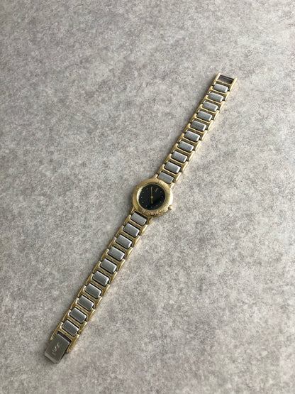 Yves Saint Laurent YSL Logo Quartz Watch Silver×Gold 2200-229789Y Vintage sngzzf