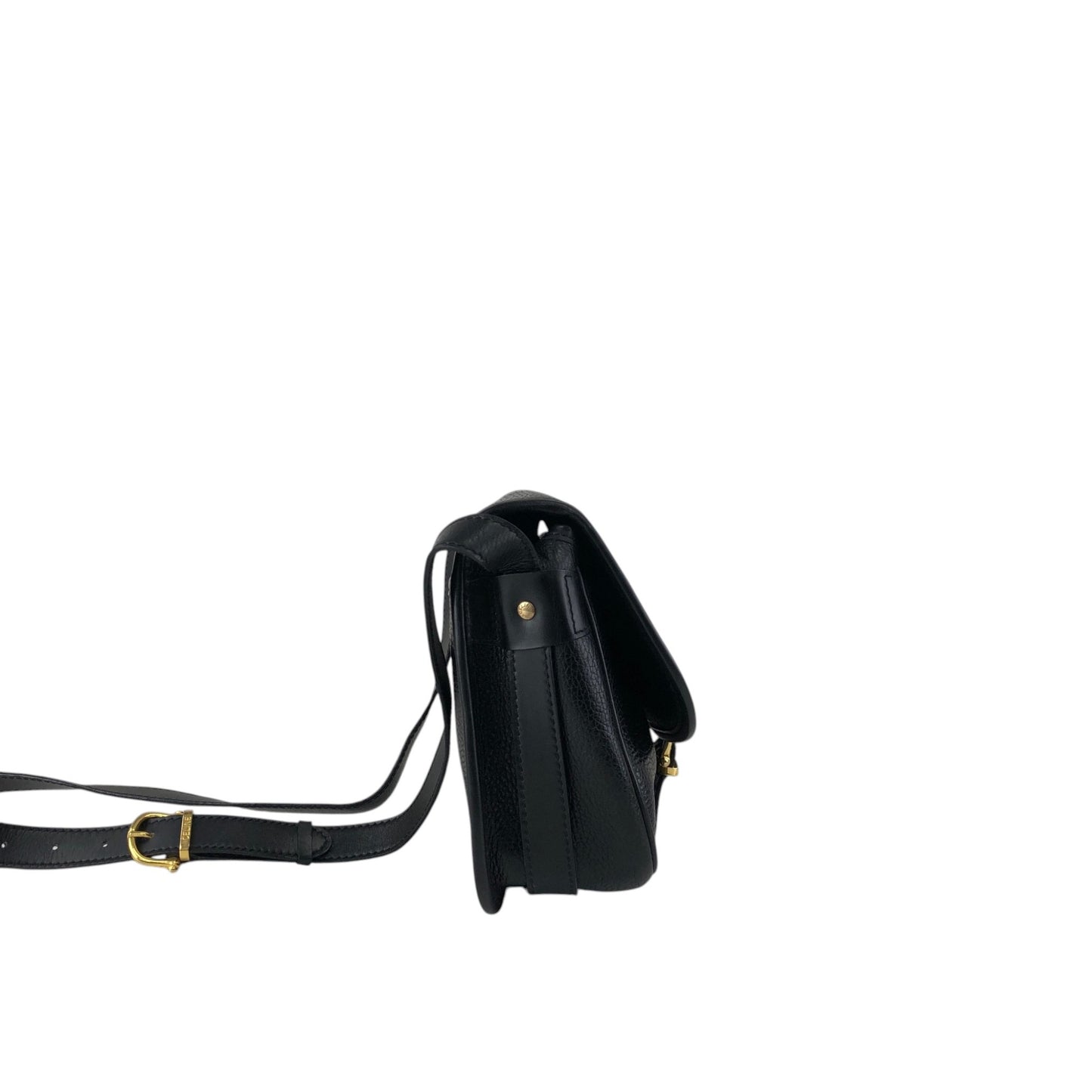CELINE Blason Front Buckle Shoulder bag Black Vintage 4n3ttr