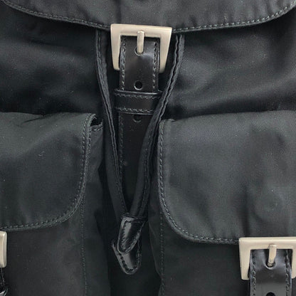 PRADA Triangle Logo Double Pocket Backpack Black Vintage hbs63x