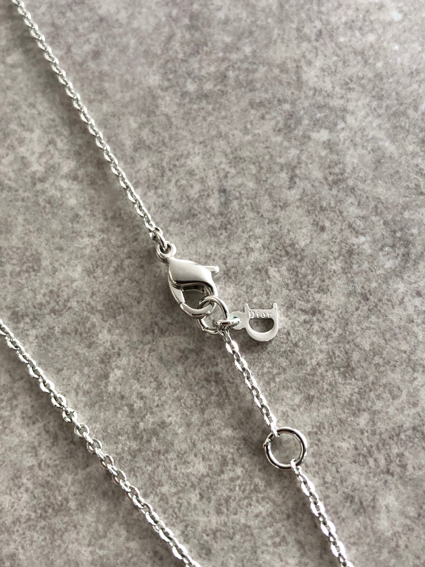 Christian Dior Logo Motif Necklace Silver Vintage 4vs2mn