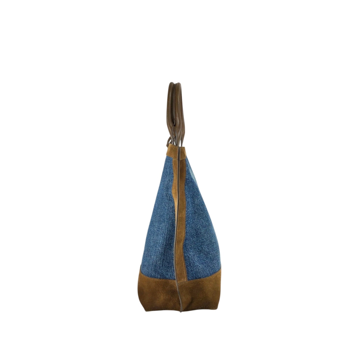 Yves Saint Laurent YSL Logo Totebag Indigo×Brown Vintage tgpnxk