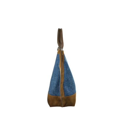 Yves Saint Laurent YSL Logo Totebag Indigo×Brown Vintage tgpnxk