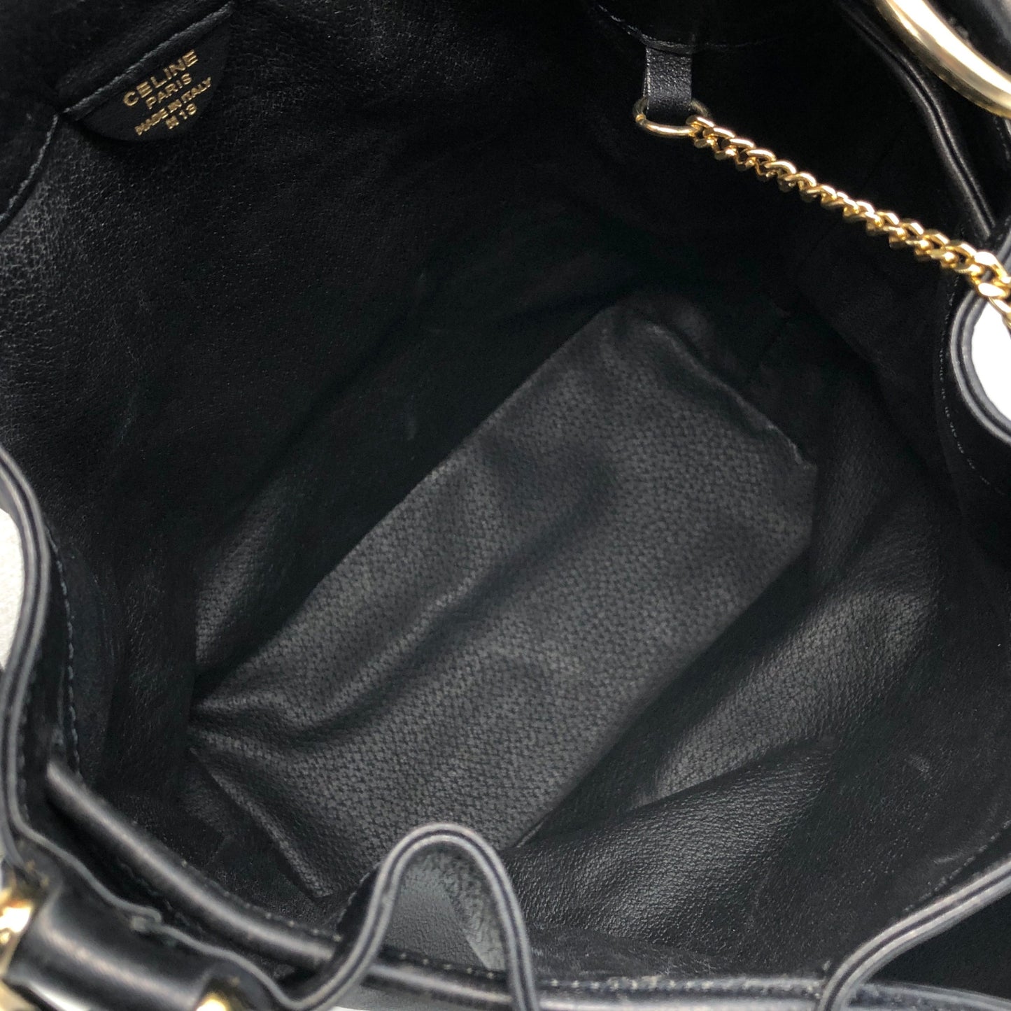 CELINE Gancini Drawstring Shoulder bag Black Vintage 4852gj