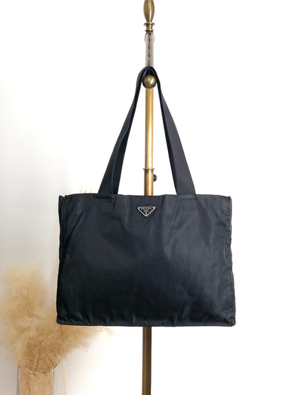 PRADA Tessuto Triangle Logo Totebag Black Vintage fti7ga