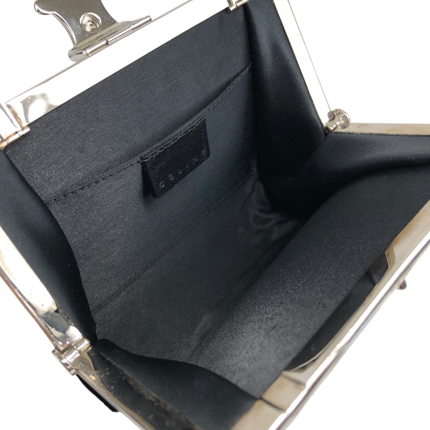 CELINE Triomphe Metal Clasp Chain Shoulder bag Black Vintage 857psb