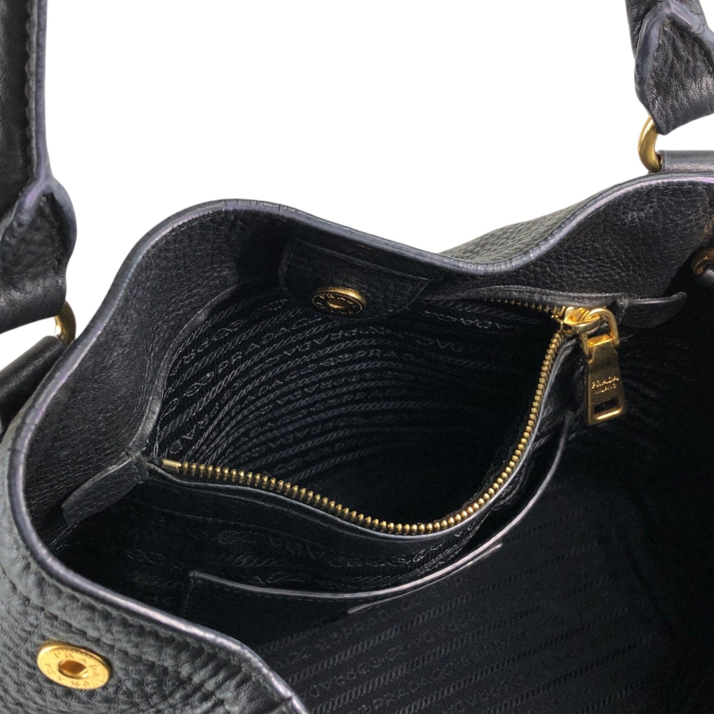 PRADA Logo Handbag Black BN2534 Vintage 6ubit3