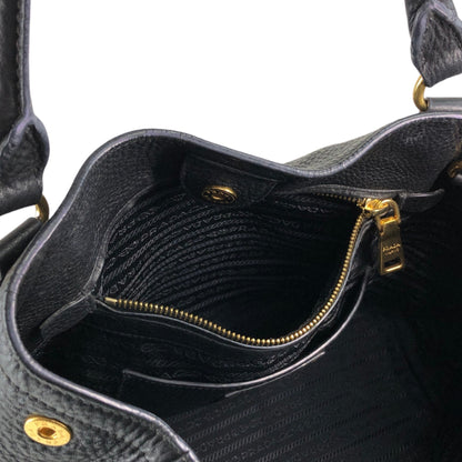 PRADA Logo Handbag Black BN2534 Vintage 6ubit3