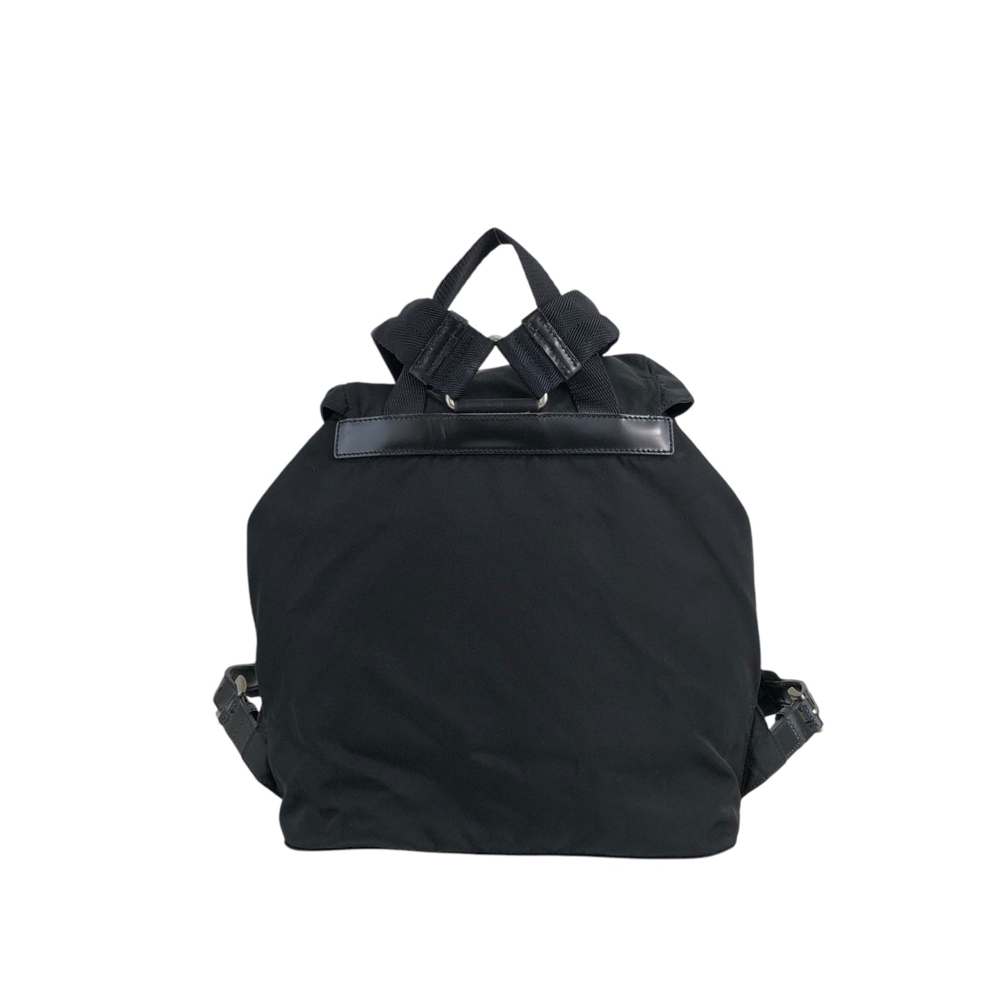 PRADA Triangle Logo Double Pocket Backpack Black Vintage hbs63x
