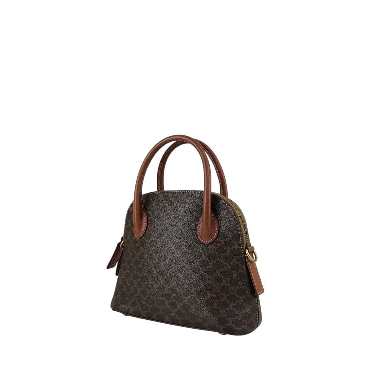 CELINE Macadam Two-way Handbag Shoulder bag Brown Vintage cwamvm